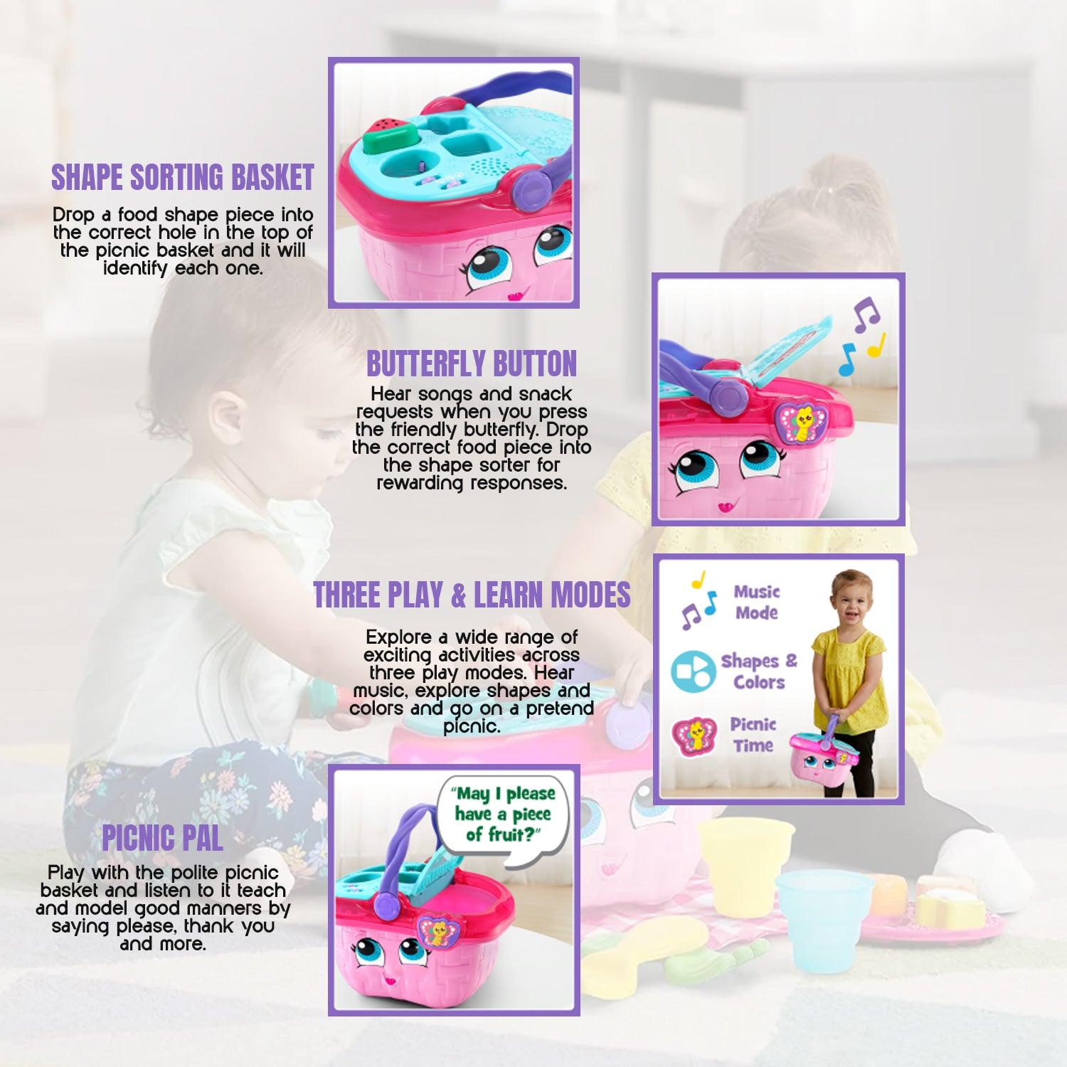 Picnic Basket Toy - Educational and Interactive 16 Pieces for Creative and Learning Play Toys For 1-3 Years Boys & Girls Christmas Toys - Tophatter Daily Deals