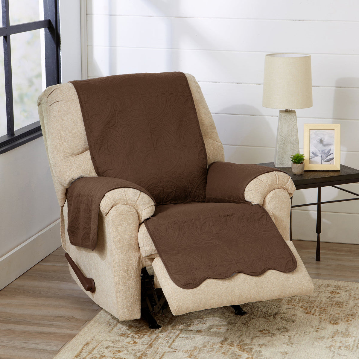 Medallion Solid Furniture Protector - Elenor Collection Recliner Chocolate Taupe Furniture & Decor - Tophatter Daily Deals