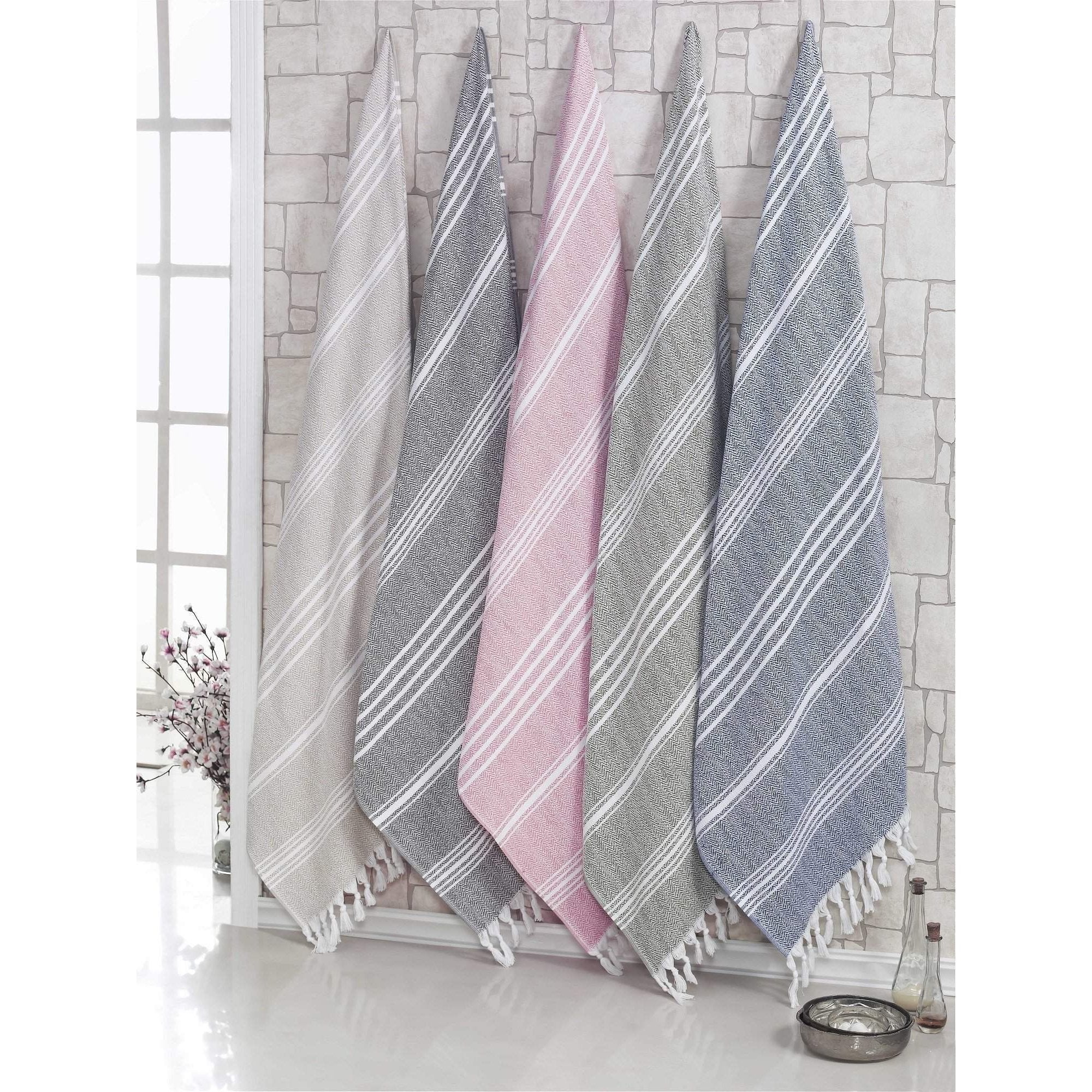 Luxury Thick Peshtemal Turkish Cotton Towel - 40 X 70 - Hand Knotted Bath Towel - Tophatter Daily Deals