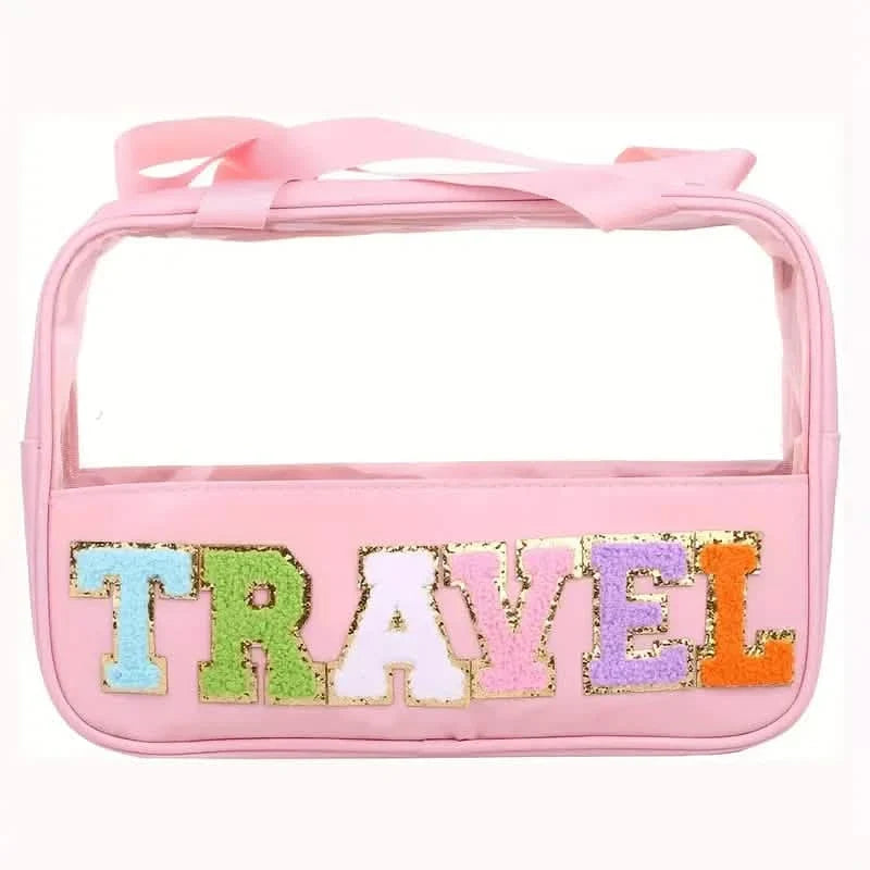 Transparent Letter Pattern Makeup Bag with Handle Beauty & Personal Care - Tophatter Daily Deals