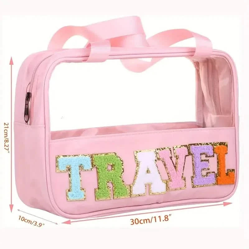 Transparent Letter Pattern Makeup Bag with Handle Beauty & Personal Care - Tophatter Daily Deals