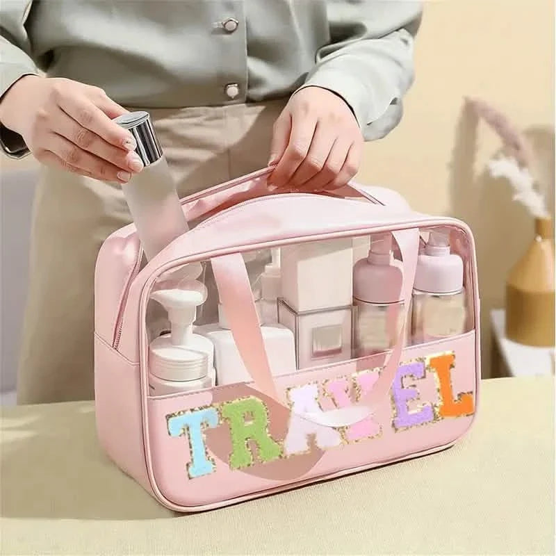 Transparent Letter Pattern Makeup Bag with Handle Beauty & Personal Care - Tophatter Daily Deals