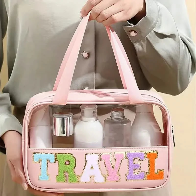 Transparent Letter Pattern Makeup Bag with Handle Beauty & Personal Care - Tophatter Daily Deals