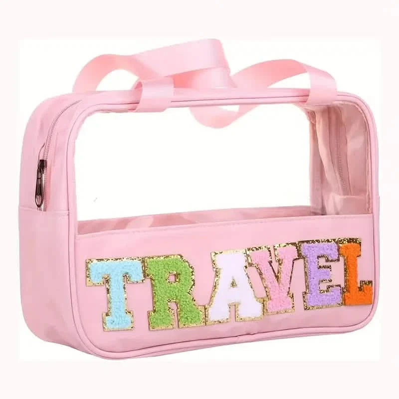 Transparent Letter Pattern Makeup Bag with Handle Beauty & Personal Care - Tophatter Daily Deals