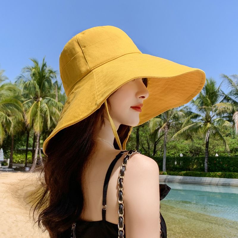 Travel Packable Bucket Hat UV Sunscreen Cotton Linen Sun Hat Yellow Cap - Tophatter Daily Deals
