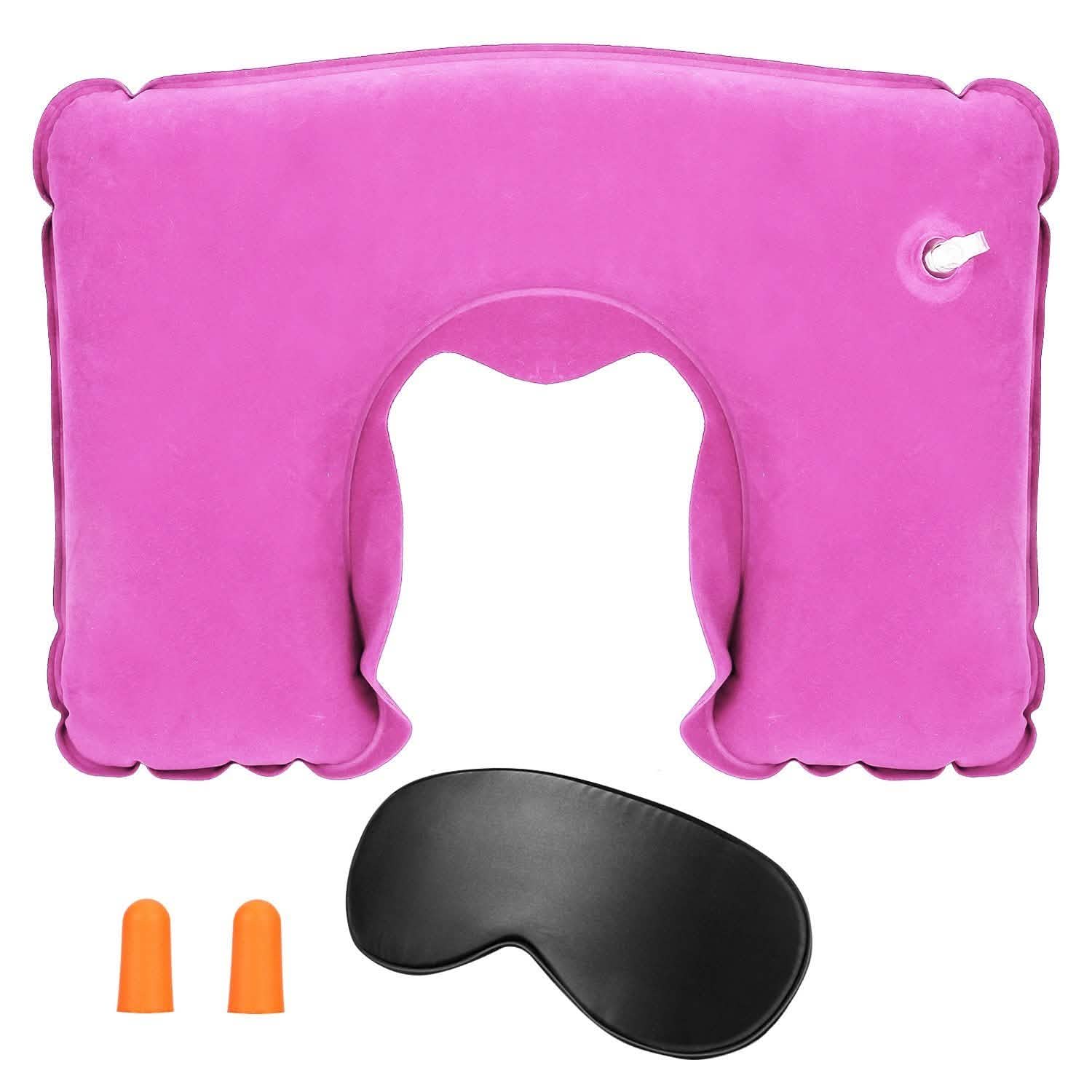 Travel Pillow Inflatable U Shape Neck Pillow Pink Everything Else - Tophatter Daily Deals