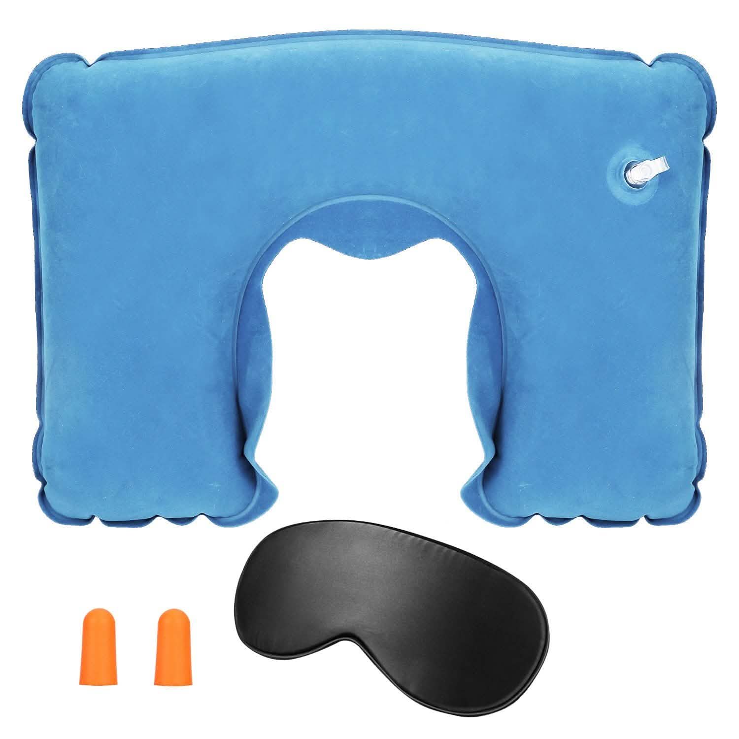 Travel Pillow Inflatable U Shape Neck Pillow Sky Blue Everything Else - Tophatter Daily Deals