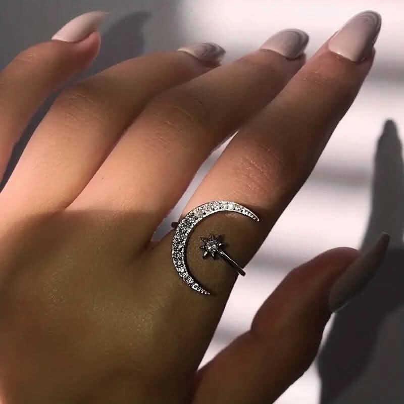 Trendy Cuff Ring Moon and Sun Design Rings - Tophatter Daily Deals