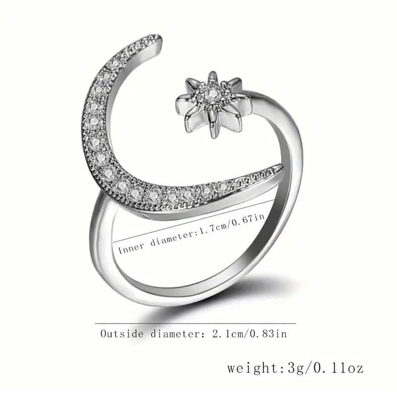 Trendy Cuff Ring Moon and Sun Design Rings - Tophatter Daily Deals