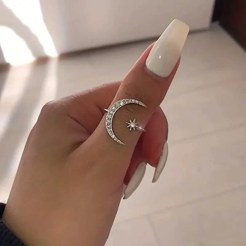 Trendy Cuff Ring Moon and Sun Design Rings - Tophatter Daily Deals