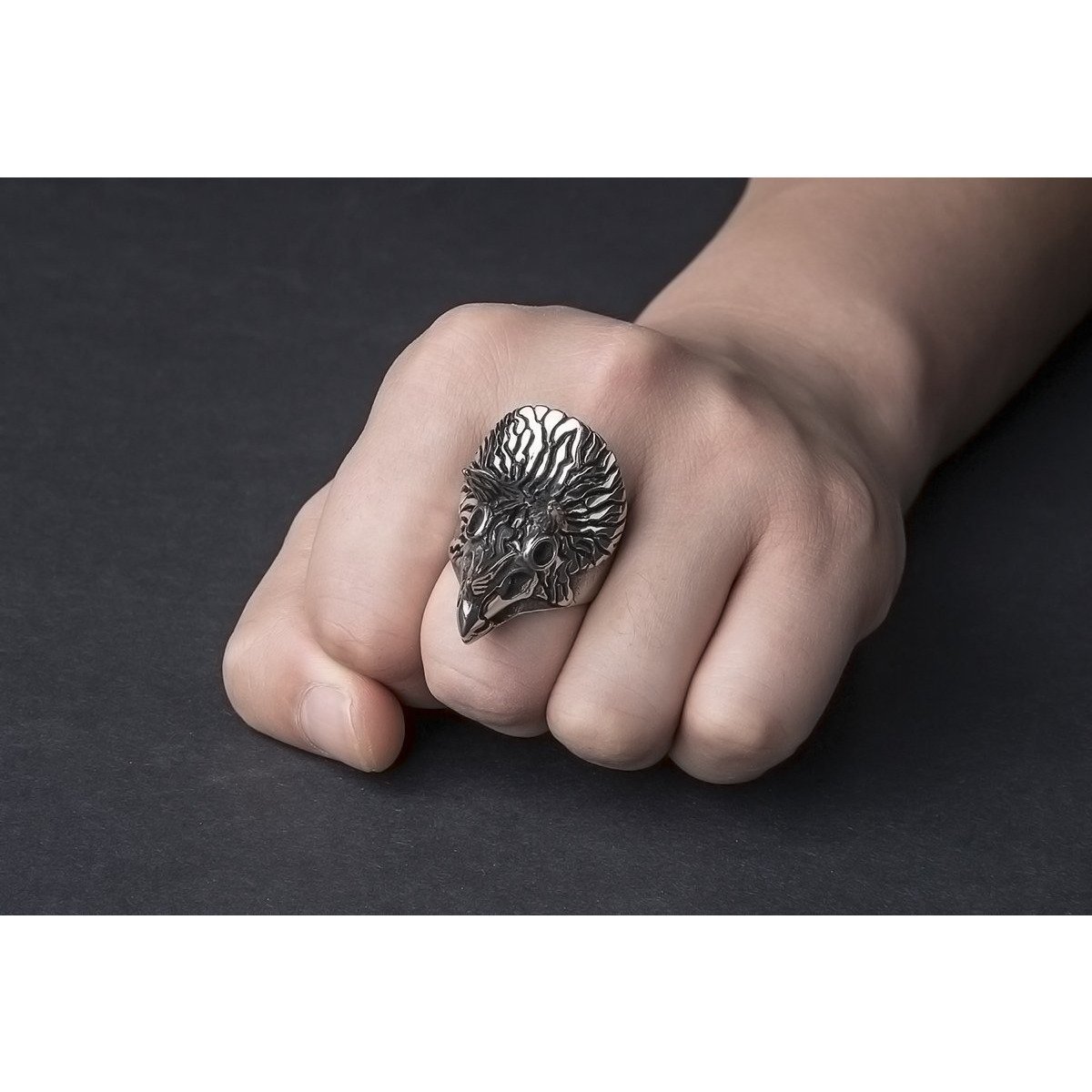 Triceratops Full Stainless Steel Spiked Self Defense Ring Self Defense Jewelry - Tophatter Daily Deals