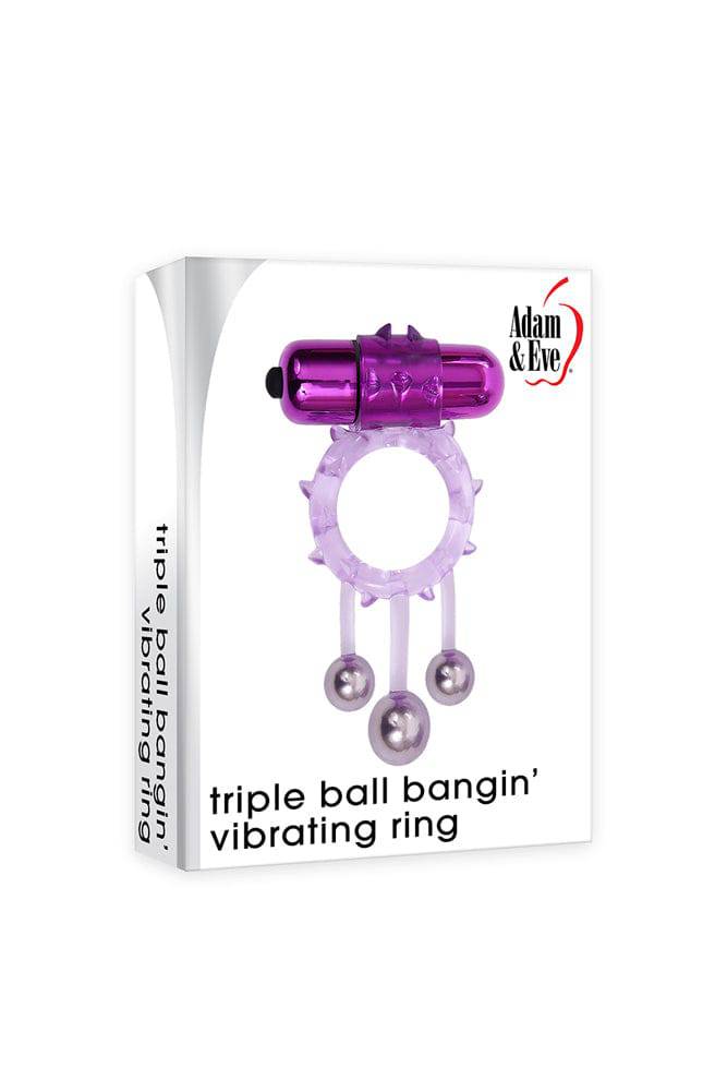 Adam & Eve - Triple Ball Bangin Cock Ring - Purple Sex Toy - Tophatter Daily Deals