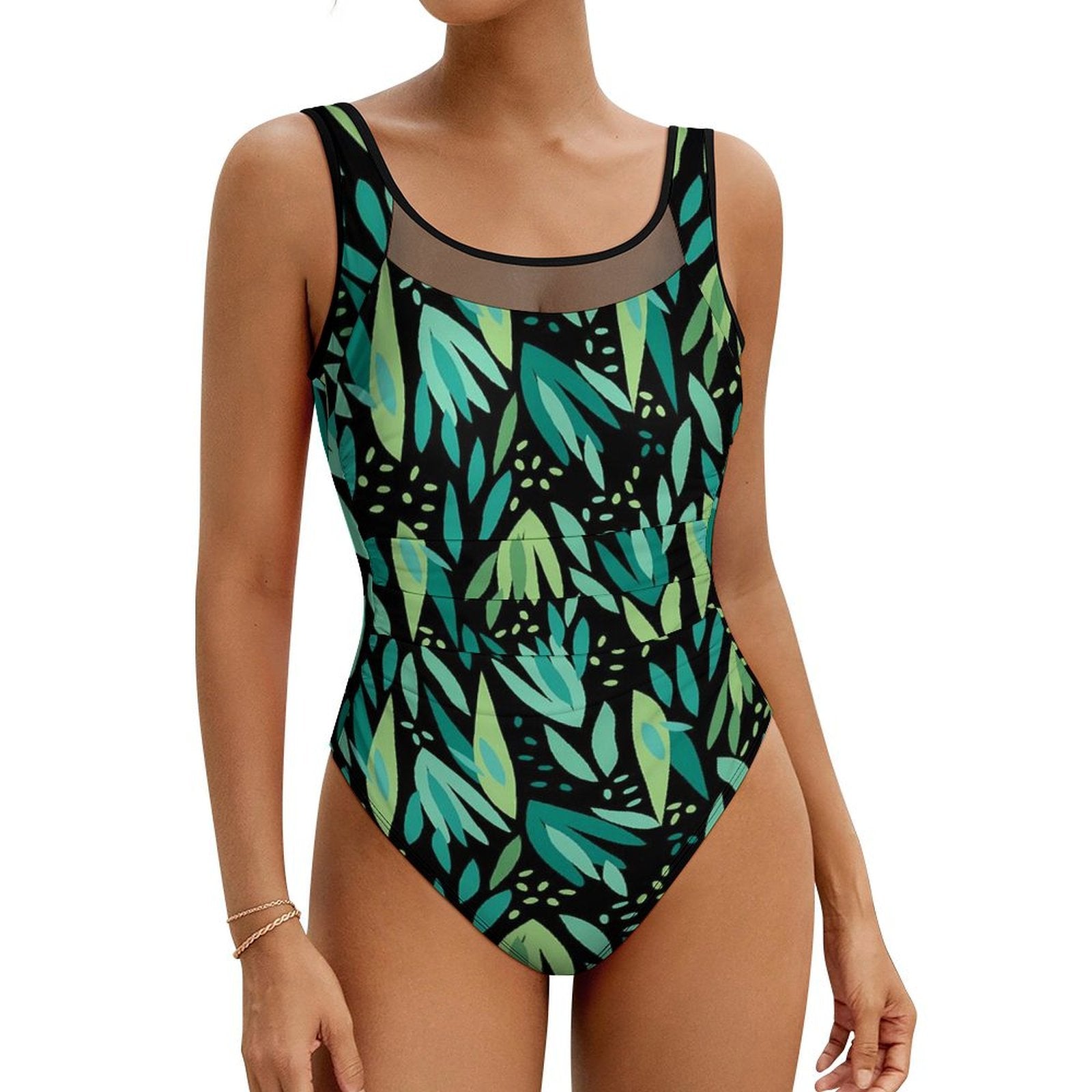 Tropical Leaf Swimsuit Women Push Up Beach Wear C4B-06 Swimwear - Tophatter Daily Deals