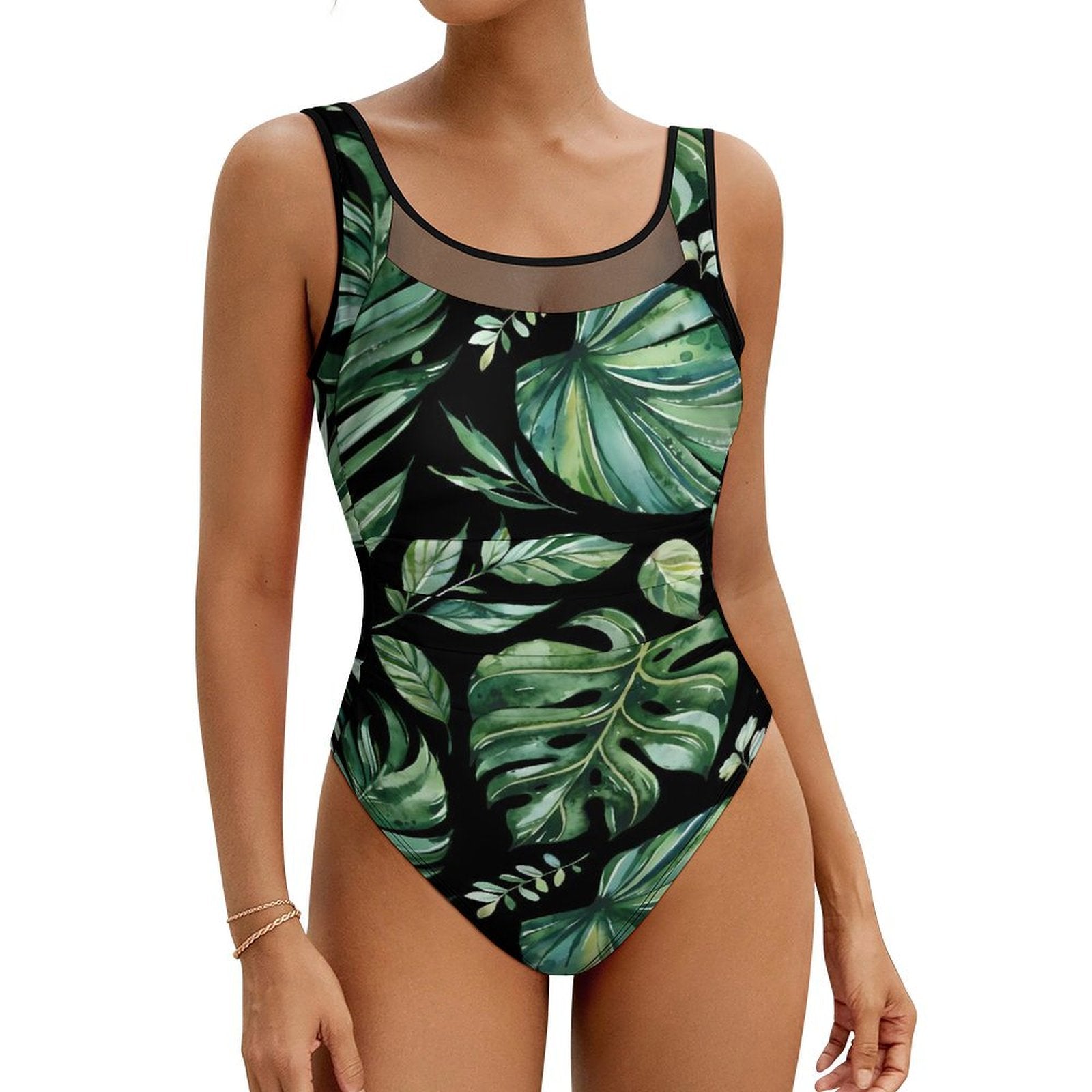 Tropical Leaf Swimsuit Women Push Up Beach Wear C4B-07 Swimwear - Tophatter Daily Deals