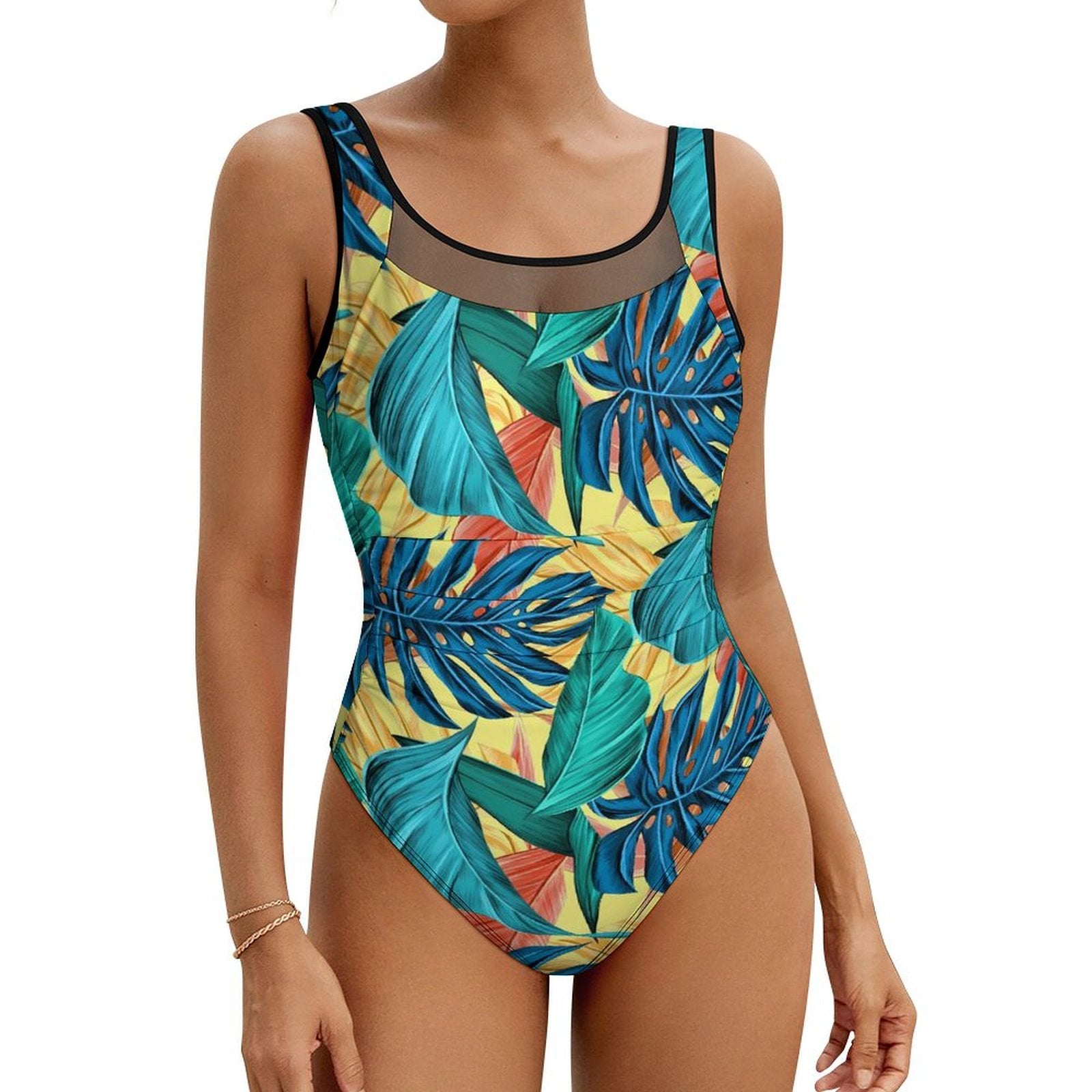 Tropical Leaf Swimsuit Women Push Up Beach Wear C4B-08 Swimwear - Tophatter Daily Deals
