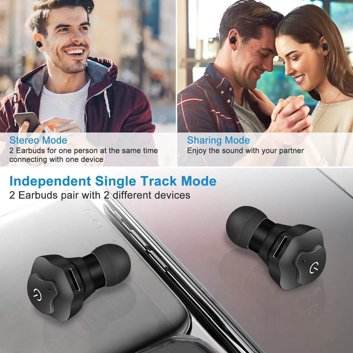 True Wireless Earbuds CSR v4.2 In-Ear Stereo Headsets In-Ear Headphones - Tophatter Daily Deals