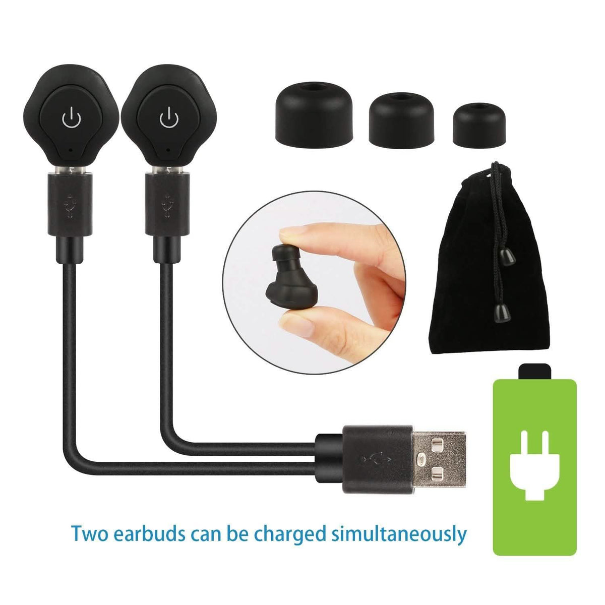 True Wireless Earbuds CSR v4.2 In-Ear Stereo Headsets In-Ear Headphones - Tophatter Daily Deals