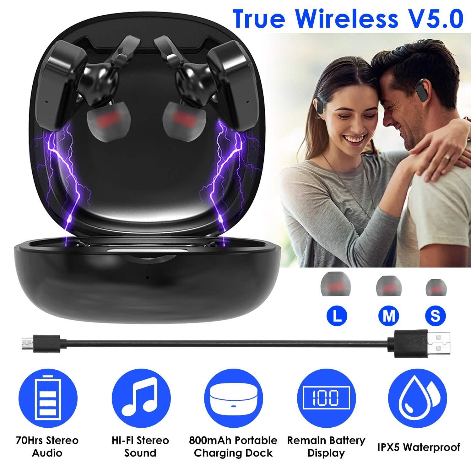 True Wireless Earbuds v5.0 TWS Stereo Earphones Headset Headphones - Tophatter Daily Deals