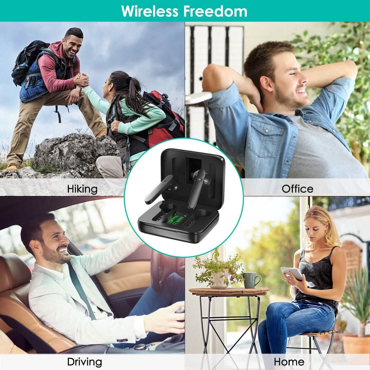 True Wireless Stereo V5.1 Earbuds Touch Control Headphones - Tophatter Daily Deals