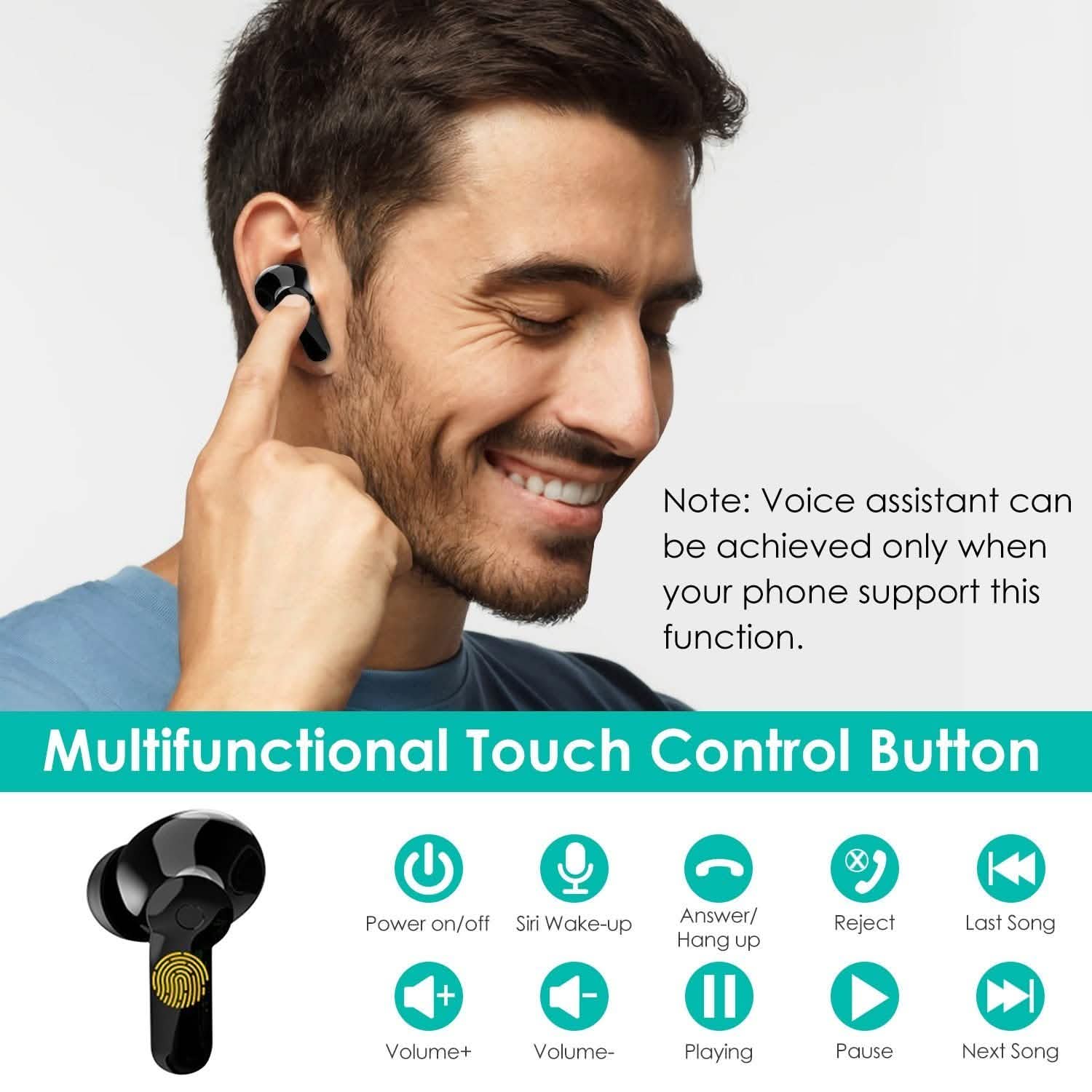 True Wireless V5.0 Earbuds IPX 5 Water Resistant Headphones - Tophatter Daily Deals