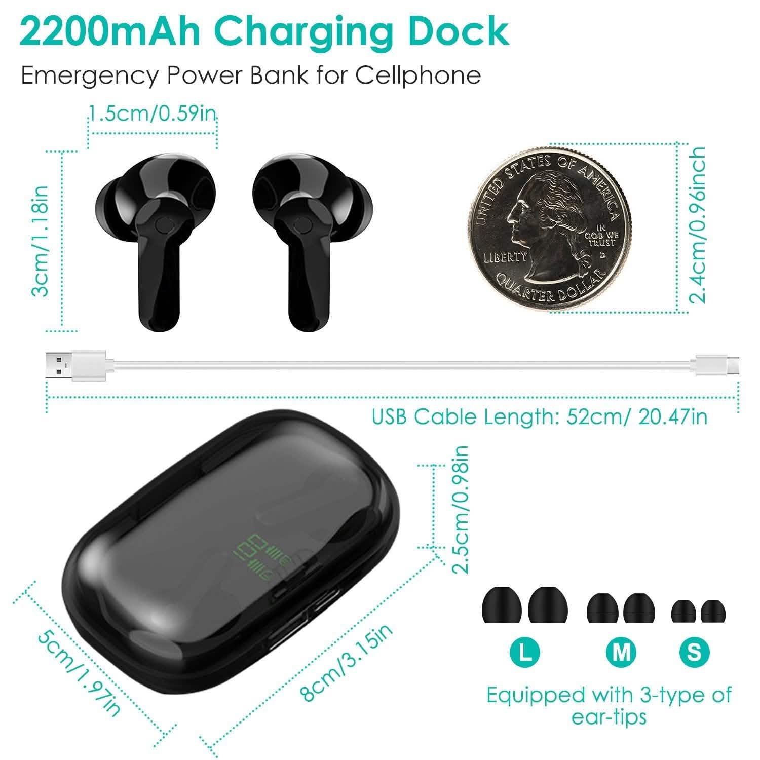 True Wireless V5.0 Earbuds IPX 5 Water Resistant Headphones - Tophatter Daily Deals