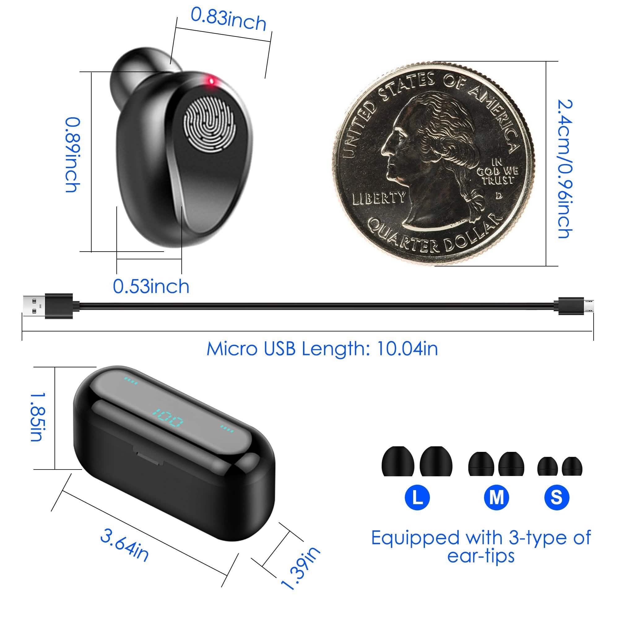 True Wireless V5.0 Earbuds with LED Display Magnetic Charging Dock Headphones - Tophatter Daily Deals