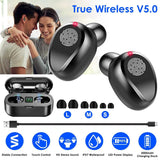 True Wireless V5.0 Earbuds with LED Display Magnetic Charging Dock Headphones - Tophatter Daily Deals