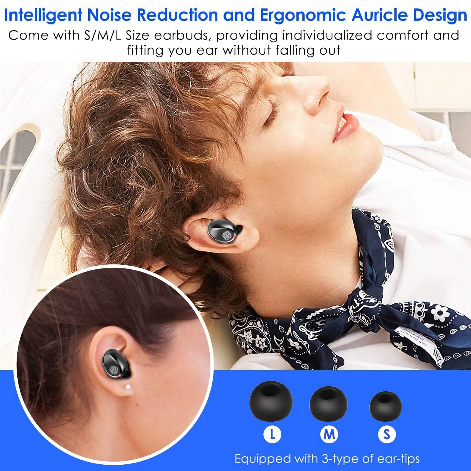 True Wireless V5.0 Earbuds with LED Display Magnetic Charging Dock Headphones - Tophatter Daily Deals
