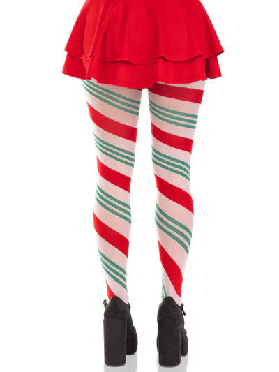 Lane Holiday Ribbon Striped Tights - Green/red - Os > Clothes > Hosiery > Pantyhose & Tights - Tophatter Daily Deals