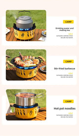 20000W 7-Core Camping Gas Stove Yellow Camp Cooking - Tophatter Daily Deals