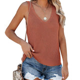 Tutorutor Women's Sleeveless V Neck Sweater Red Women's Tops - Tophatter Daily Deals