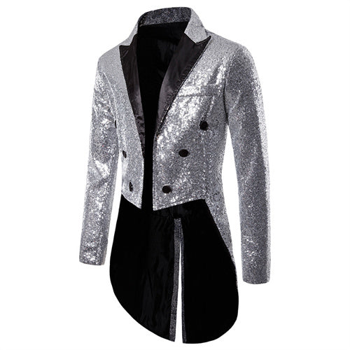 Men Court Tuxedo Suit Coats Party Long Jacket Silver Men Blazer - Tophatter Daily Deals