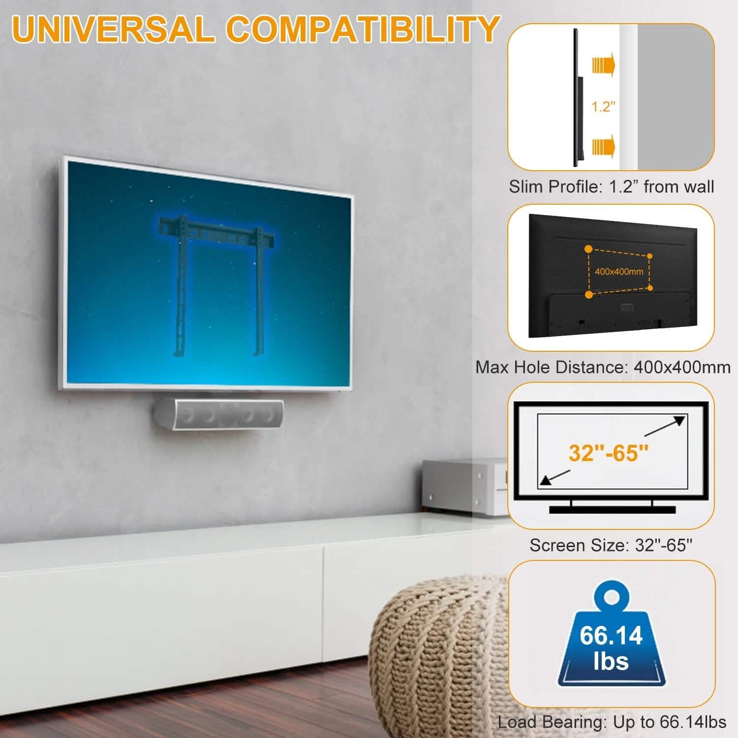 TV Wall Mount Bracket Support 32-65 inch Flat TV TV & Video - Tophatter Daily Deals