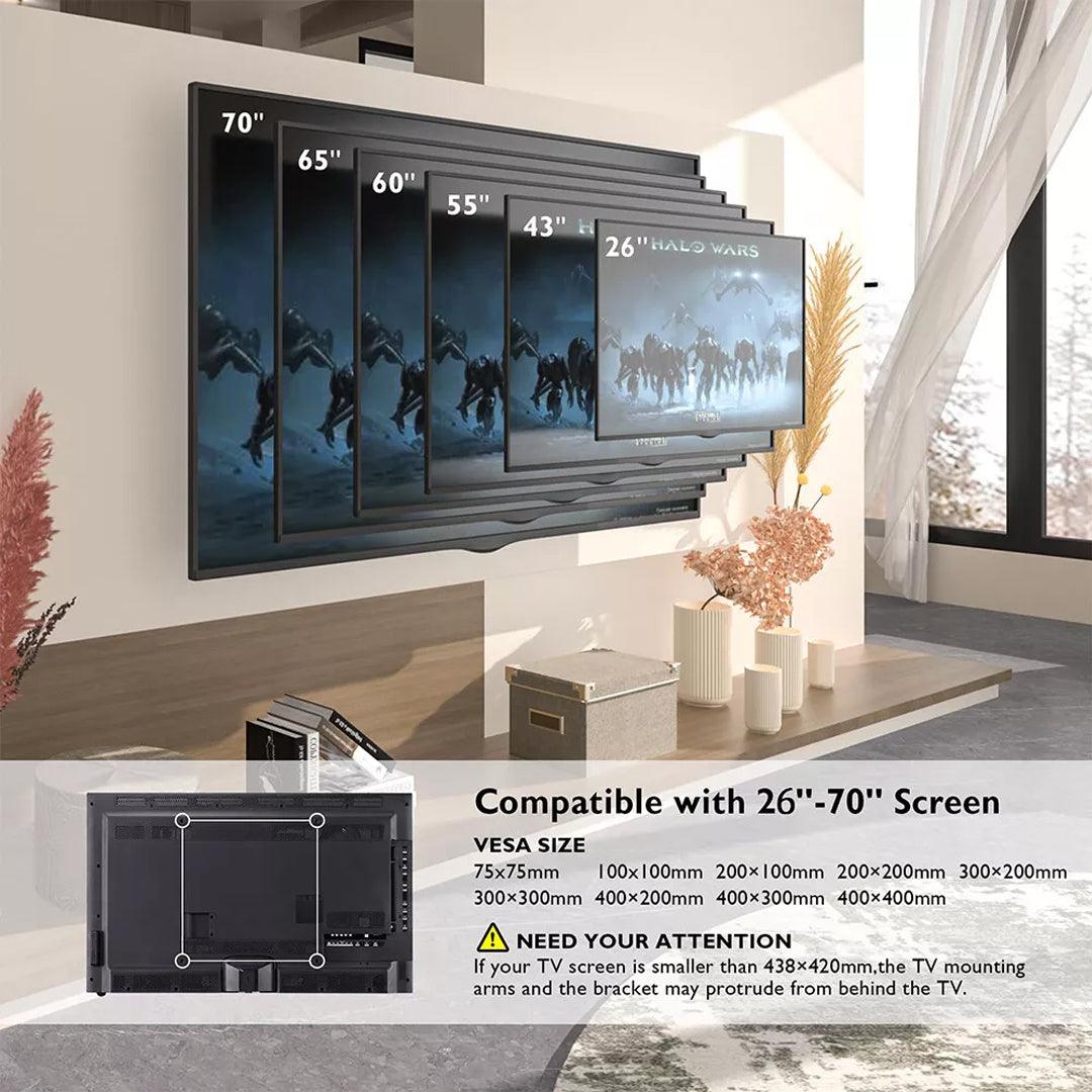 Wall Mount TV Bracket - Dual Arm Wall Stand for 26"-70" TVs Up to 50kg Weight Apparel & Accessories - Tophatter Daily Deals