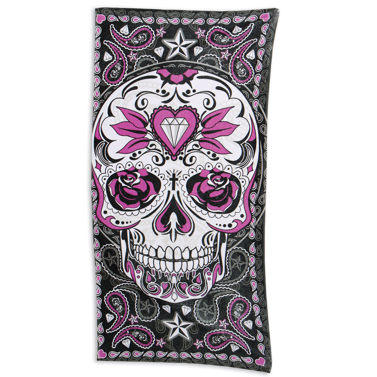 Hot Leathers Pink Sugar Skull Multi-Colored Beach Towel Towel - Tophatter Daily Deals
