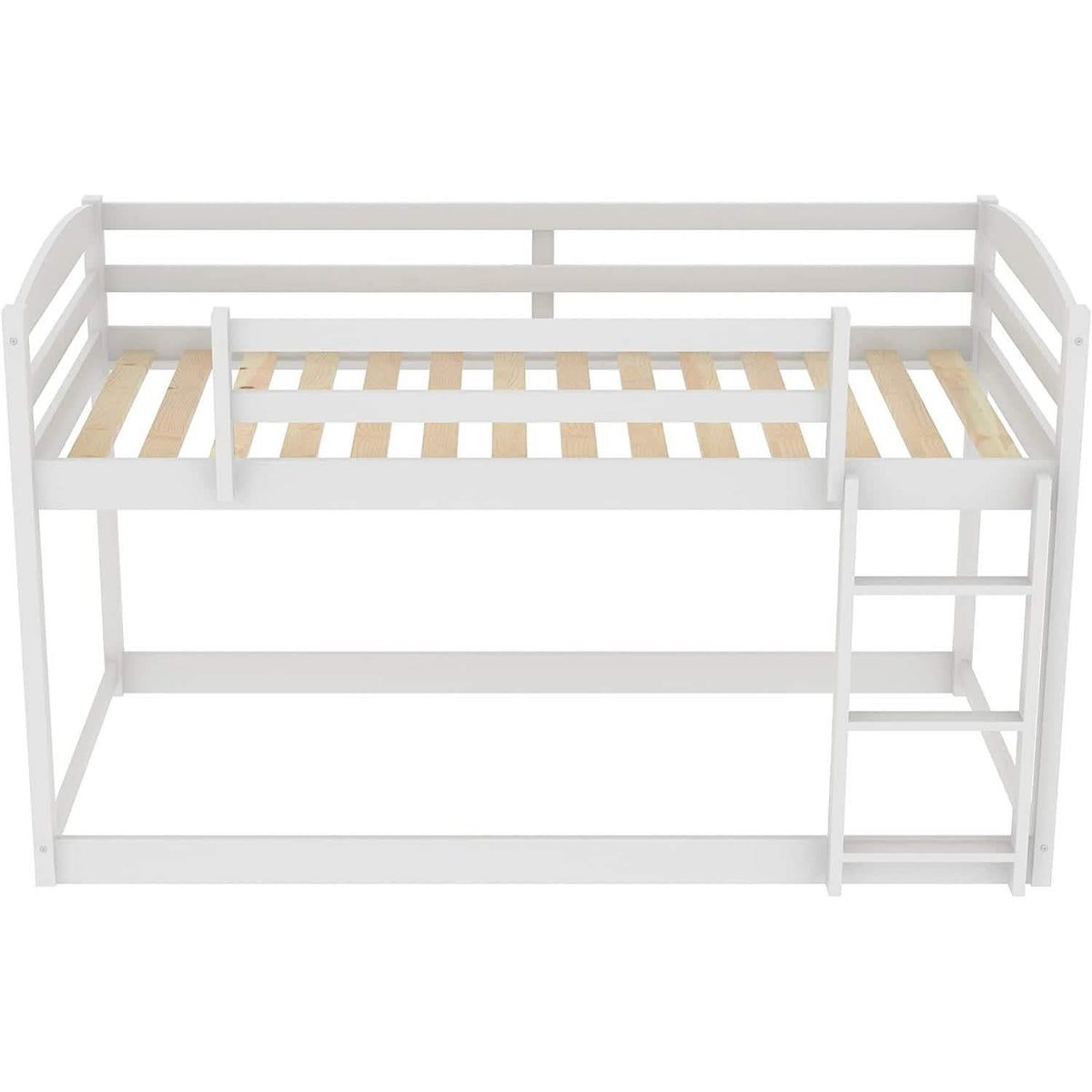 Twin Over Twin Floor Bunk Bed with Ladder Furniture & Decor - Tophatter Daily Deals