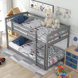 Twin Over Twin Floor Bunk Bed with Ladder Furniture & Decor - Tophatter Daily Deals