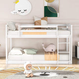 Twin Over Twin Floor Bunk Bed with Ladder Furniture & Decor - Tophatter Daily Deals