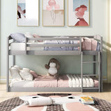 Twin Over Twin Floor Bunk Bed with Ladder Furniture & Decor - Tophatter Daily Deals