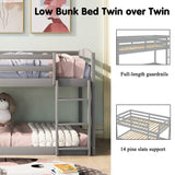Twin Over Twin Floor Bunk Bed with Ladder Furniture & Decor - Tophatter Daily Deals