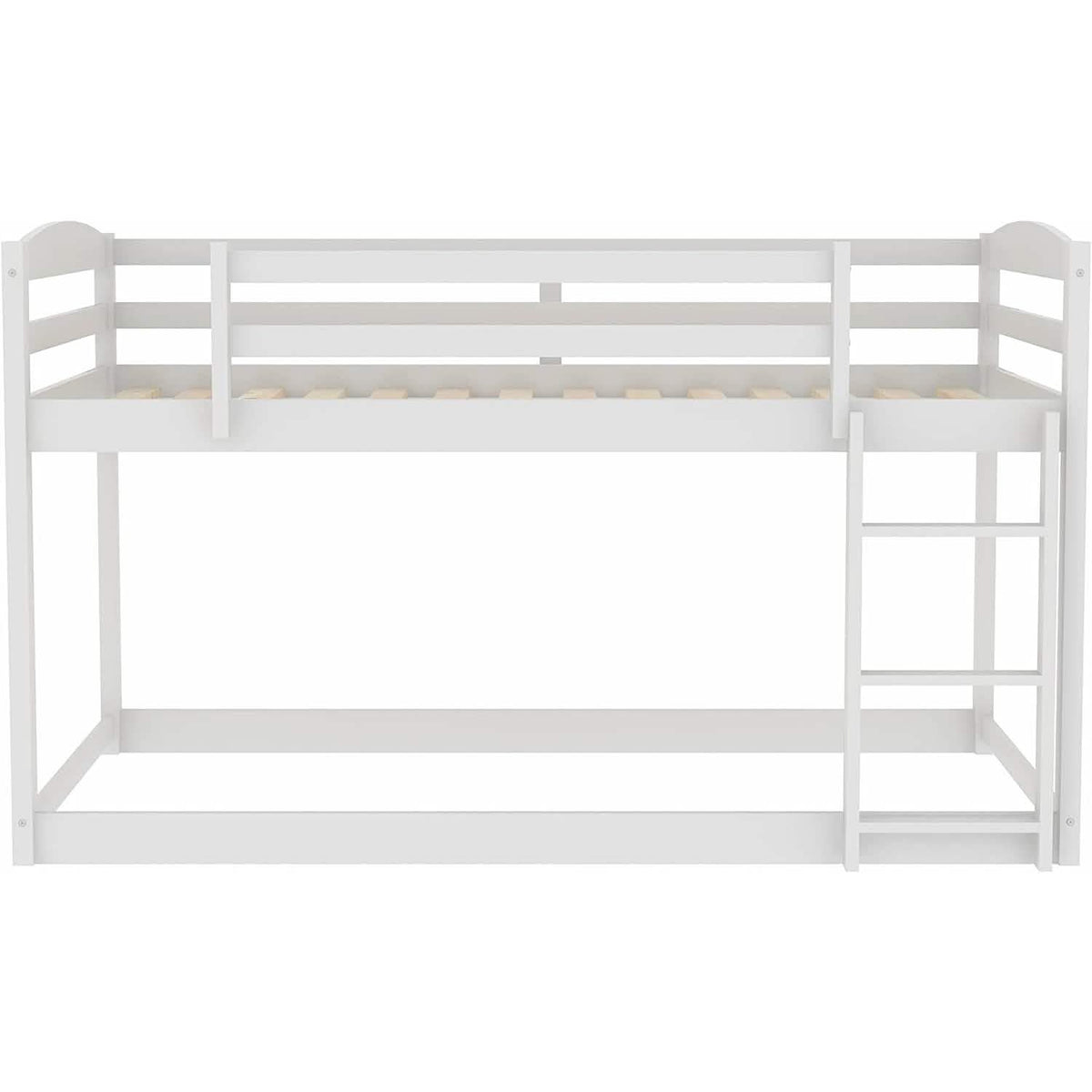Twin Over Twin Floor Bunk Bed with Ladder Furniture & Decor - Tophatter Daily Deals