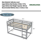 Twin Over Twin Floor Bunk Bed with Ladder Furniture & Decor - Tophatter Daily Deals