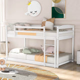 Twin Over Twin Floor Bunk Bed with Ladder White Furniture & Decor - Tophatter Daily Deals
