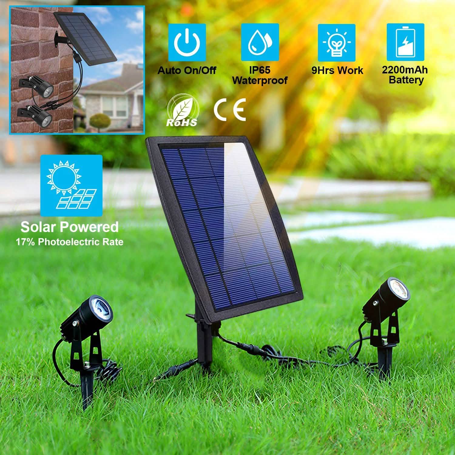 Twin Solar Spotlight Outdoor Light Outdoor Lighting - Tophatter Daily Deals