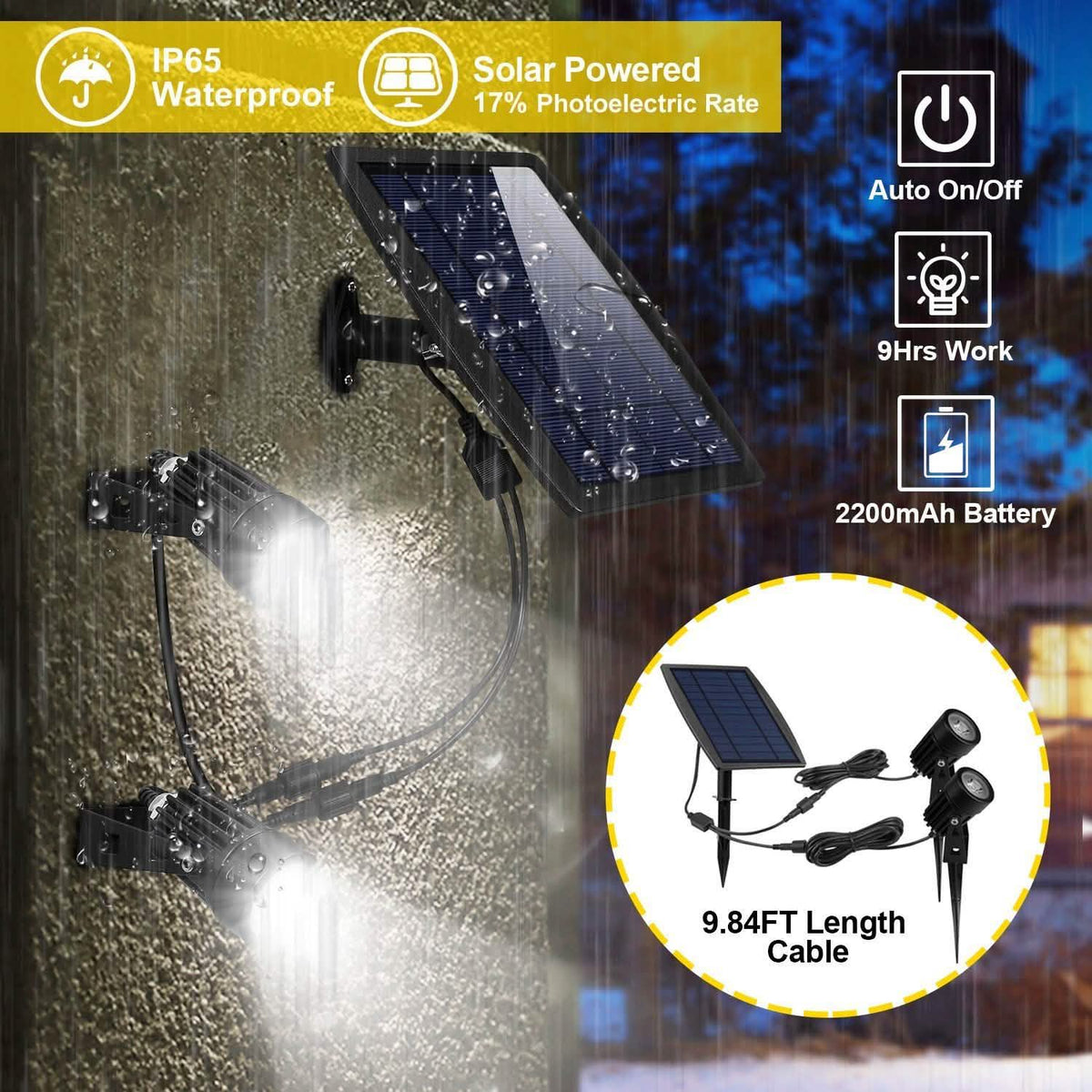 Twin Solar Spotlight Outdoor Light Outdoor Lighting - Tophatter Daily Deals