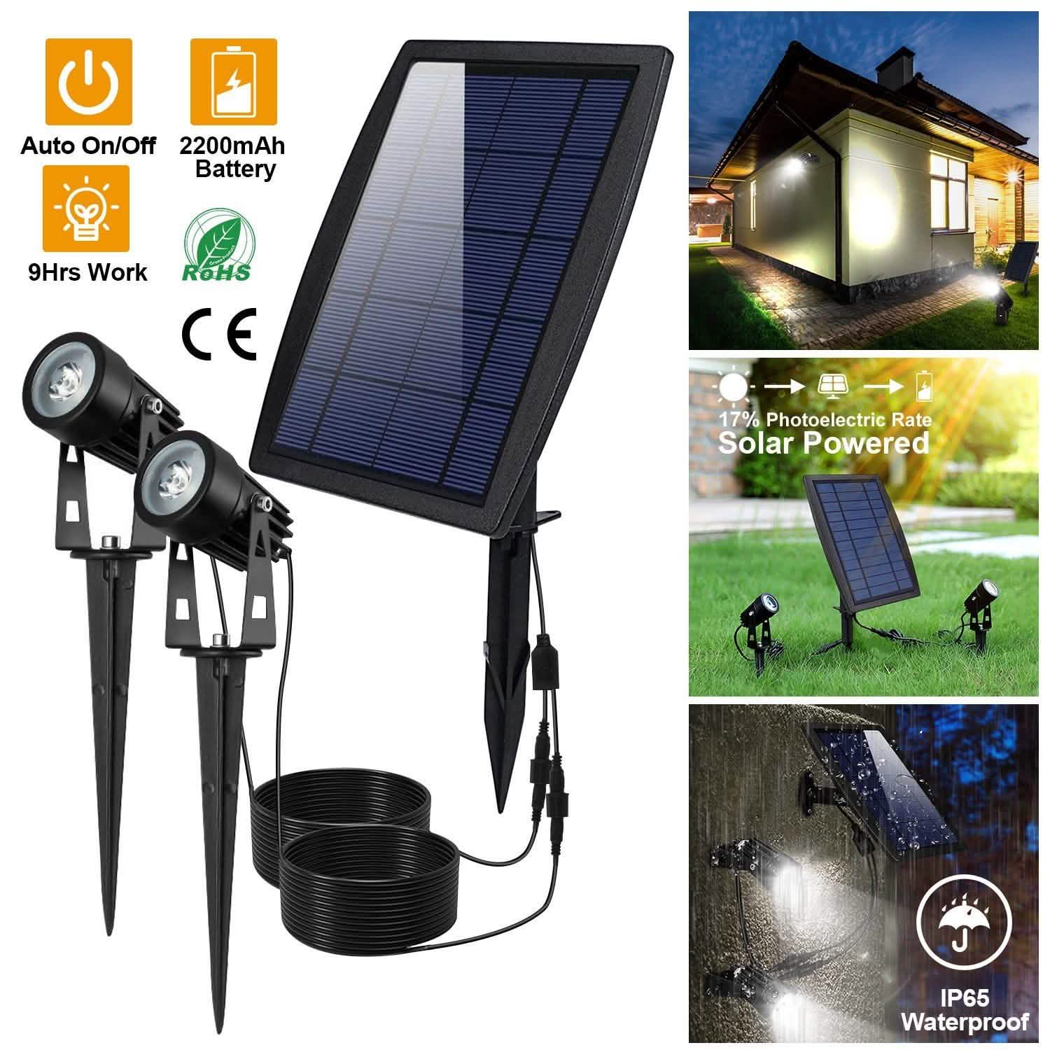 Twin Solar Spotlight Outdoor Light Outdoor Lighting - Tophatter Daily Deals
