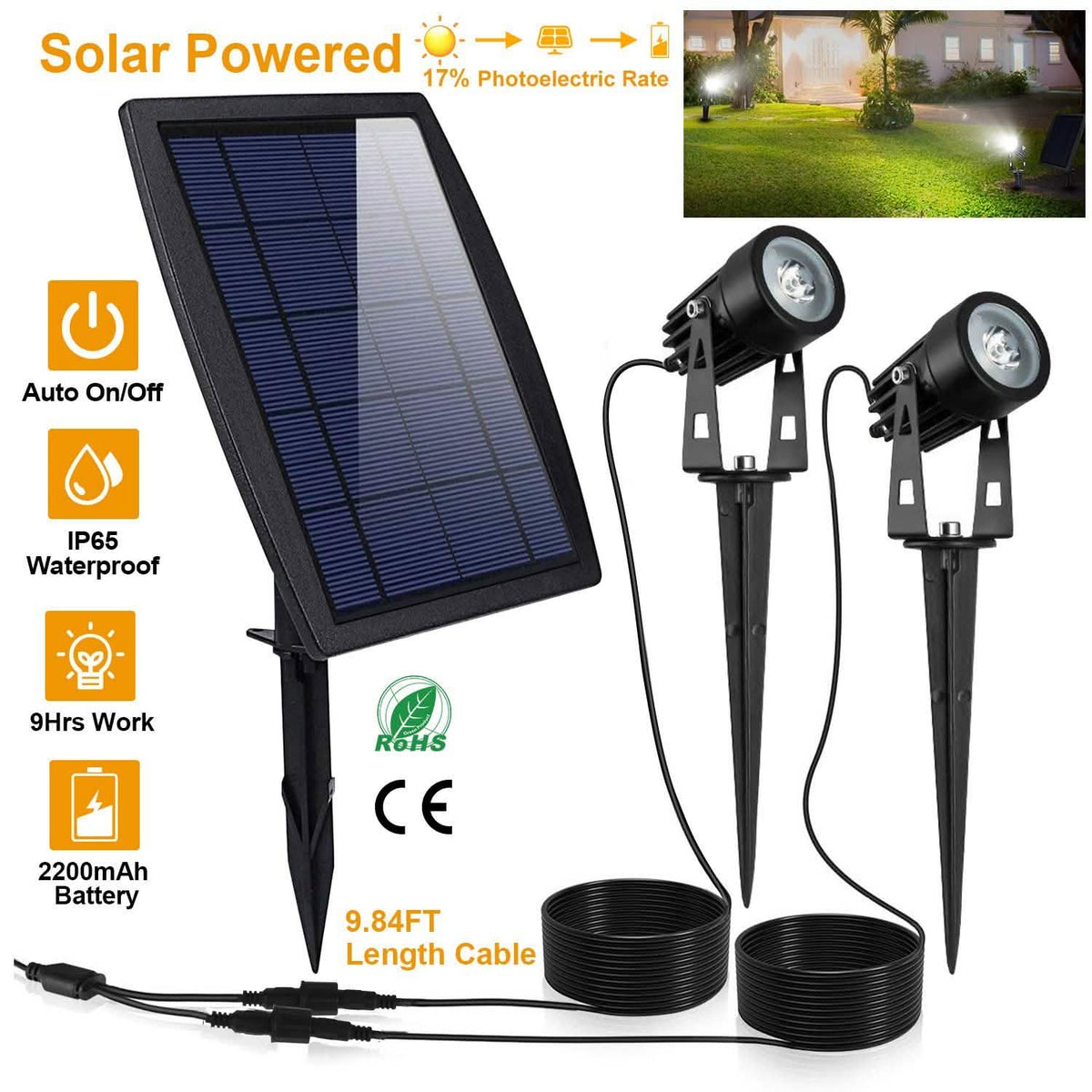 Twin Solar Spotlight Outdoor Light Outdoor Lighting - Tophatter Daily Deals