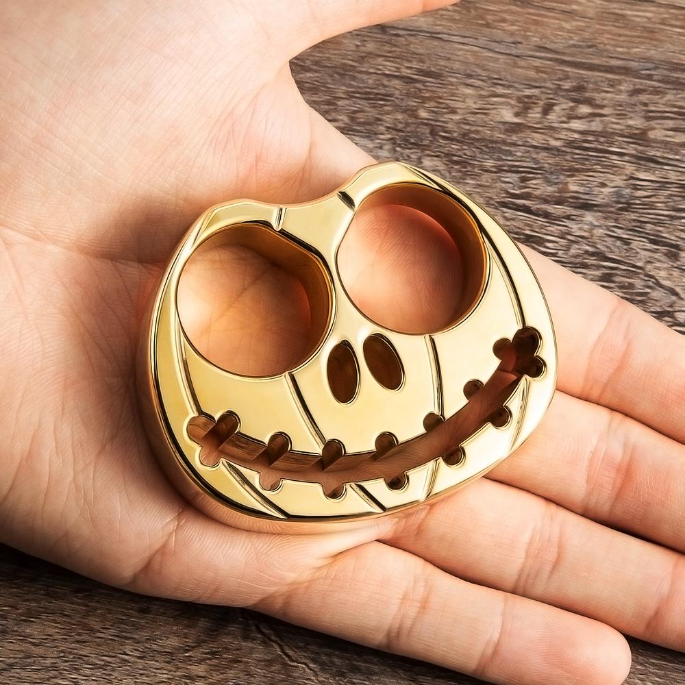 Full Brass Pumpkin Face Two Finger Brass Knuckles Brass Knuckles - Tophatter Daily Deals