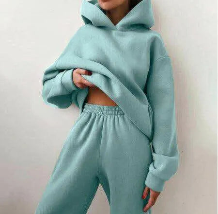 Two-Piece Hooded Tracksuit "Chicmatchy™" Light green Outfit Sets - Tophatter Daily Deals