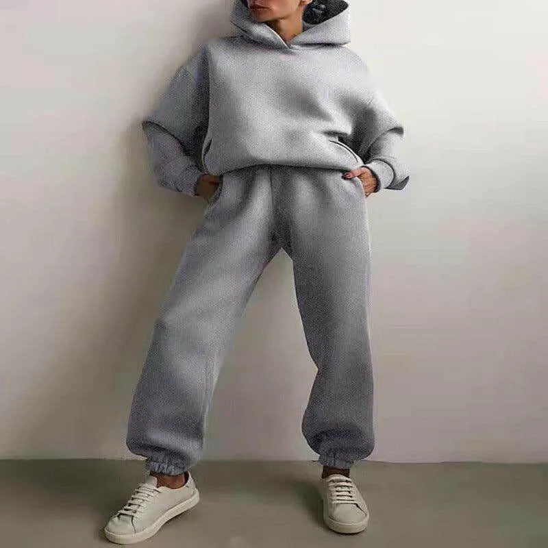 Two-Piece Hooded Tracksuit "Chicmatchy™" Light grey Outfit Sets - Tophatter Daily Deals